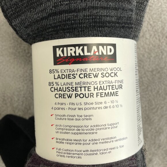 NEW Kirkland Signature 4-Pack Wool Blend Women's Size 6-10.5 Crew Socks - Picture 1 of 5